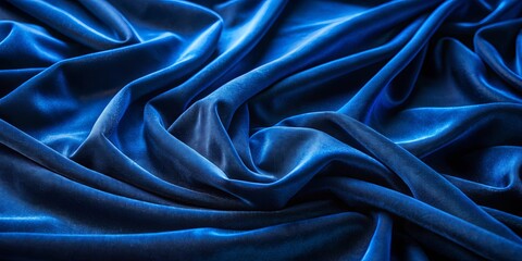 Obraz premium Luxurious Deep Blue Draped Fabric Texture Elegant Smooth Waves and Soft Folds