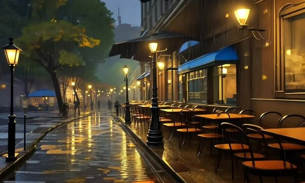 beautiful restaurant on street in europe