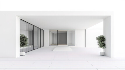 Minimalist house with central open space and clean design elements