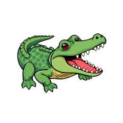 Cheerful Cartoon Crocodile With Wide Grin, Generative AI