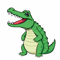 Fototapeta premium Playful Crocodile Clipart, Isolated On A White Background, Showcasing A Simple And Fun Design.