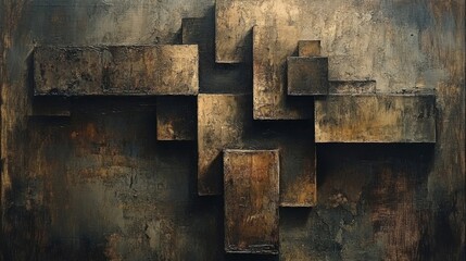 Abstract Geometric Composition in Earthy Tones
