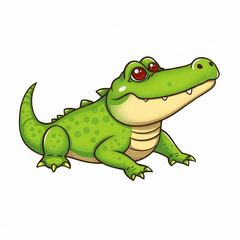 Fototapeta premium Playful Cartoon Crocodile, Vibrant Green, With A Cheerful Expression. Generative AI
