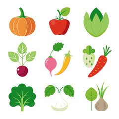 Natural vegetable elements collections Set for business branding in white background