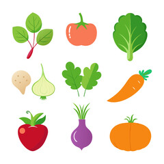 Natural vegetable elements collections Set for business branding in white background