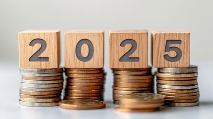 Wooden Cubes and Coins Representing Future Plans