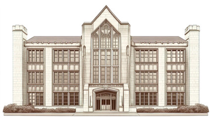 Fototapeta premium Grand university library building with iconic design and architecture