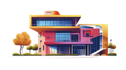 Creative and colorful university art studio building with modern design