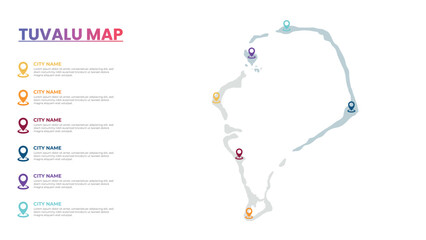 Tuvalu Modern Map Infographic Template, Detailed infographic map of Tuvalu Popular City