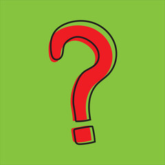 Hand drawn Question mark icon in doodle style on green screen