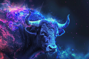 Astrological composition with concept of Taurus zodiac sign symbol