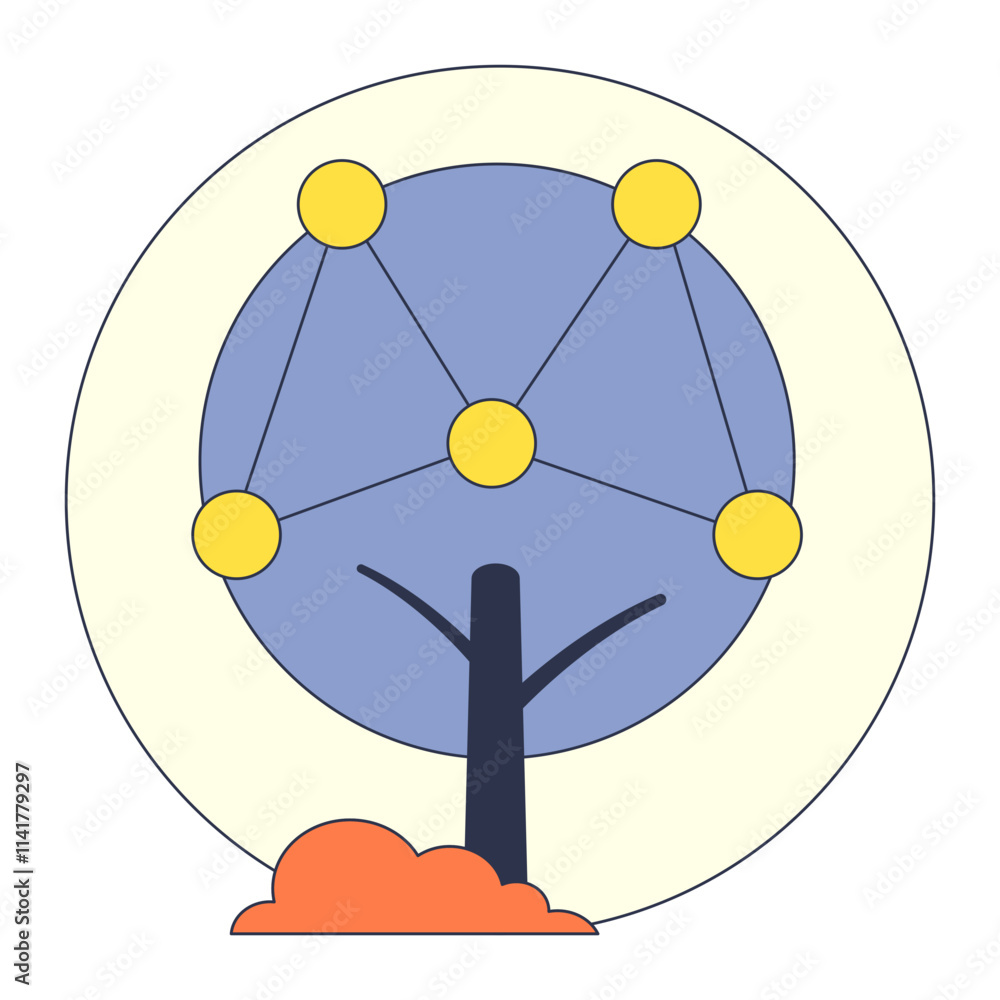 Poster a stylized tree with network nodes symbolizes connectivity and growth.