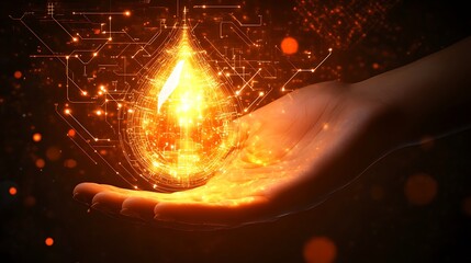 Glowing energy drop in hand.