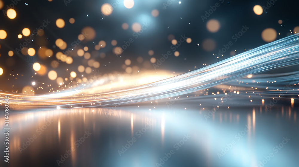 Aufkleber dynamic light trails with shimmering bokeh from party lights creating a vibrant atmosphere at night