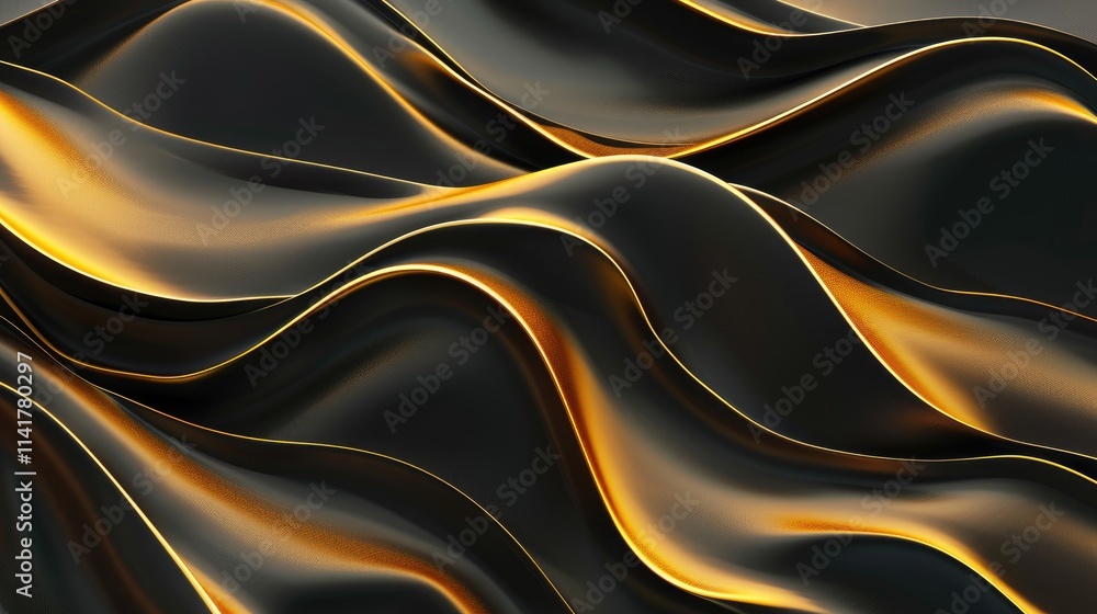 Aufkleber abstract waves of black and gold create a dynamic, fluid visual effect.