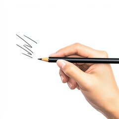 A hand holding a pencil creates dynamic lines on a white background, symbolizing creativity and artistic expression.