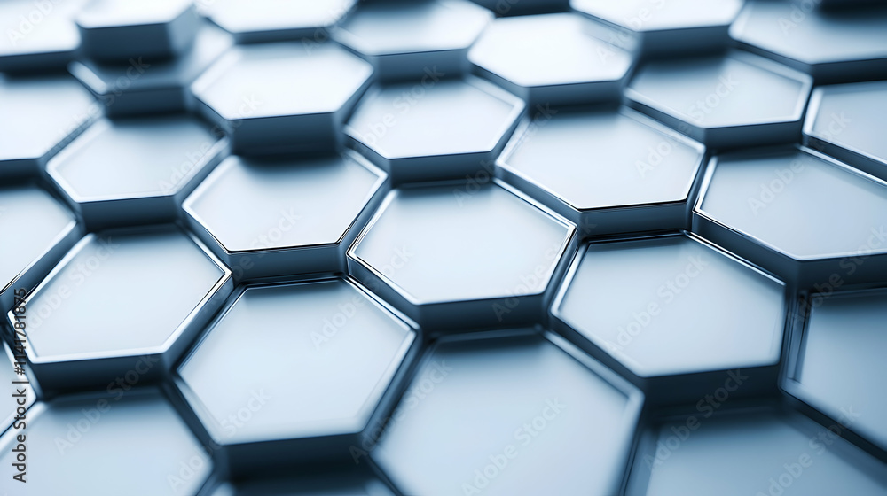 Aufkleber abstract hexagonal pattern, metallic texture, 3d render.
