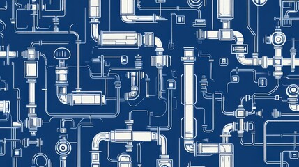 Complex Industrial Piping System Diagram Design
