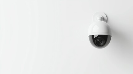 A sleek surveillance camera mounted on a white wall, designed for discreet monitoring and security purposes.