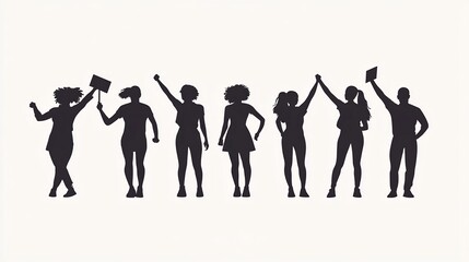 Silhouette Protesters Advocating for and Social Justice