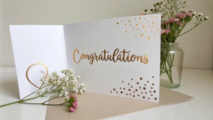 Congratulations greeting card featuring floral and leaf design, perfect for well done moments,...