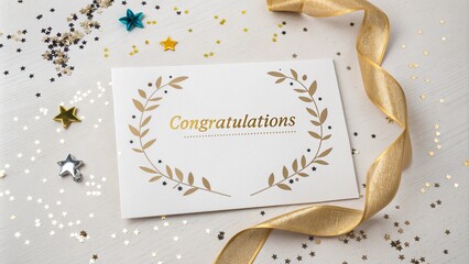 Congratulations greeting card featuring floral and leaf design, perfect for well done moments, graduation, new job, new house, exam success, celebrations, and special occasions.