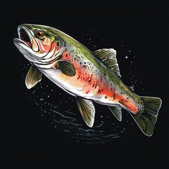 Fototapeta premium the AI Image Generator, Dynamic Illustration of a Lively Trout Fish