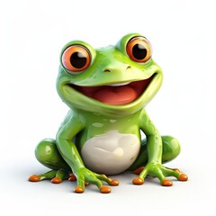 Obraz premium the AI Image Generator, Cheerful Cartoon Frog with Bright Green Skin
