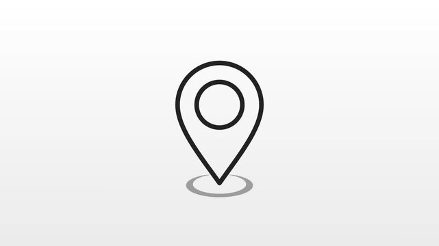 Map pin animation on white background, motion graphics video