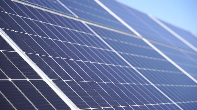 Solar panel(solar cell) follow sun systems, Now at 9 AM. alternative energy to conserve the world is power photovoltaic module for clean electric production to green energy and renewable energy.