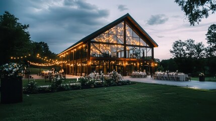 Elegant wedding reception scenic venue event photography romantic atmosphere evening setting celebratory theme
