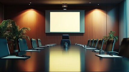A sleek professional conference room interior featuring modern furniture, clean lines, and a well-lit environment designed for productivity and collaboration.