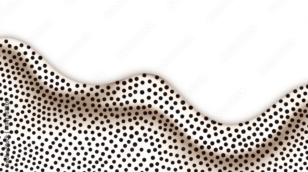 Poster a smooth wave pattern featuring black dots on a light background, creating a modern, artistic design