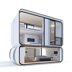 Transformable minimalist house design with adaptive living spaces