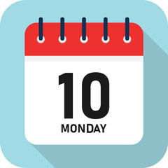 Calendar, calendar sheet with date isolated on green background with shadow. Vector, cartoon illustration. Vector.