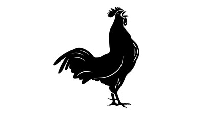 Rooster emblem, black isolated silhouette
