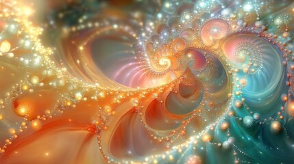 Abstract Spiral Galaxy of Pastel Hues and Shimmering Lights