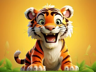 the AI Image Generator, Colorful Cartoon Tiger Smiling With a Cheerful