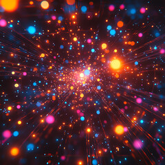 Naklejka premium Neon Network Connectivity with Complex Geometric Patterns