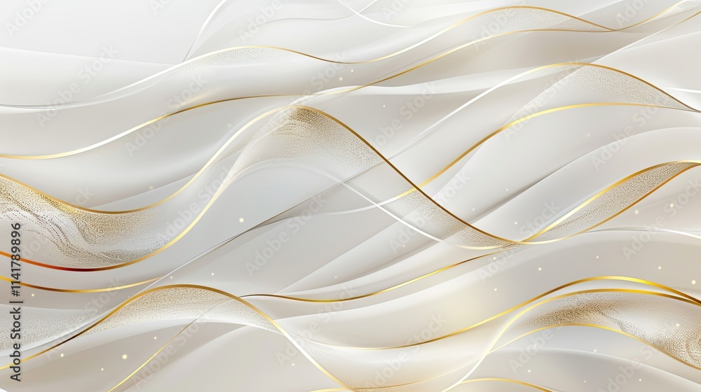 Aufkleber elegant abstract waves in white and gold, creating a modern and sophisticated background.