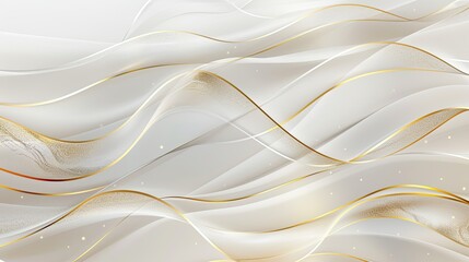 Obraz premium Elegant abstract waves in white and gold, creating a modern and sophisticated background.