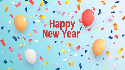 Vibrant New Year Celebration with Tricolor Confetti