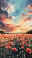 a poppy field in the summer