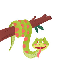 Naklejka premium snake on the branch tree