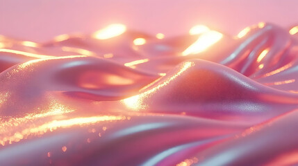 Abstract pink metallic surface with light reflections.