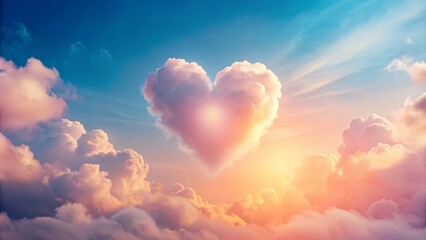 Heart-Shaped Cloud Formation at Sunset A Serene Aerial View