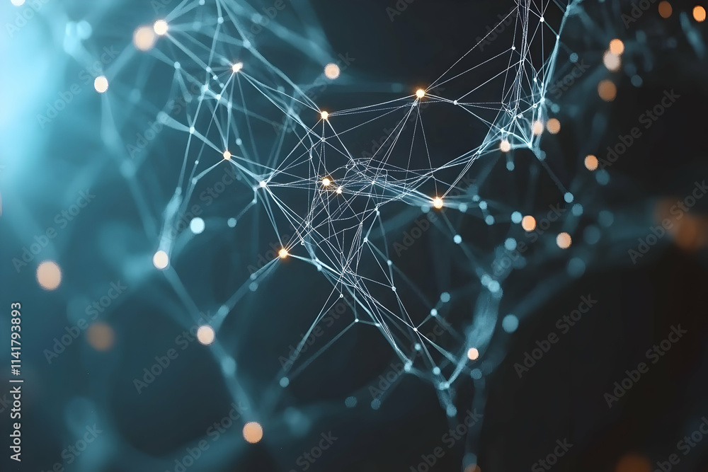 Poster abstract plexus network with glowing nodes.