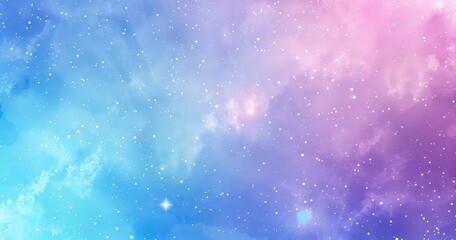 Fototapeta premium A dreamy cosmic background featuring soft pink and blue hues with scattered stars.