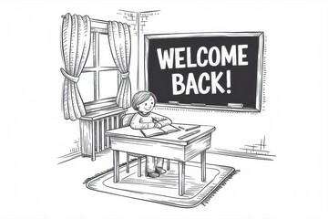 Fototapeta premium Happy Student Returns to School Classroom Welcome Back