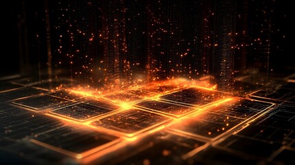 A black background with a bright orange square in the middle